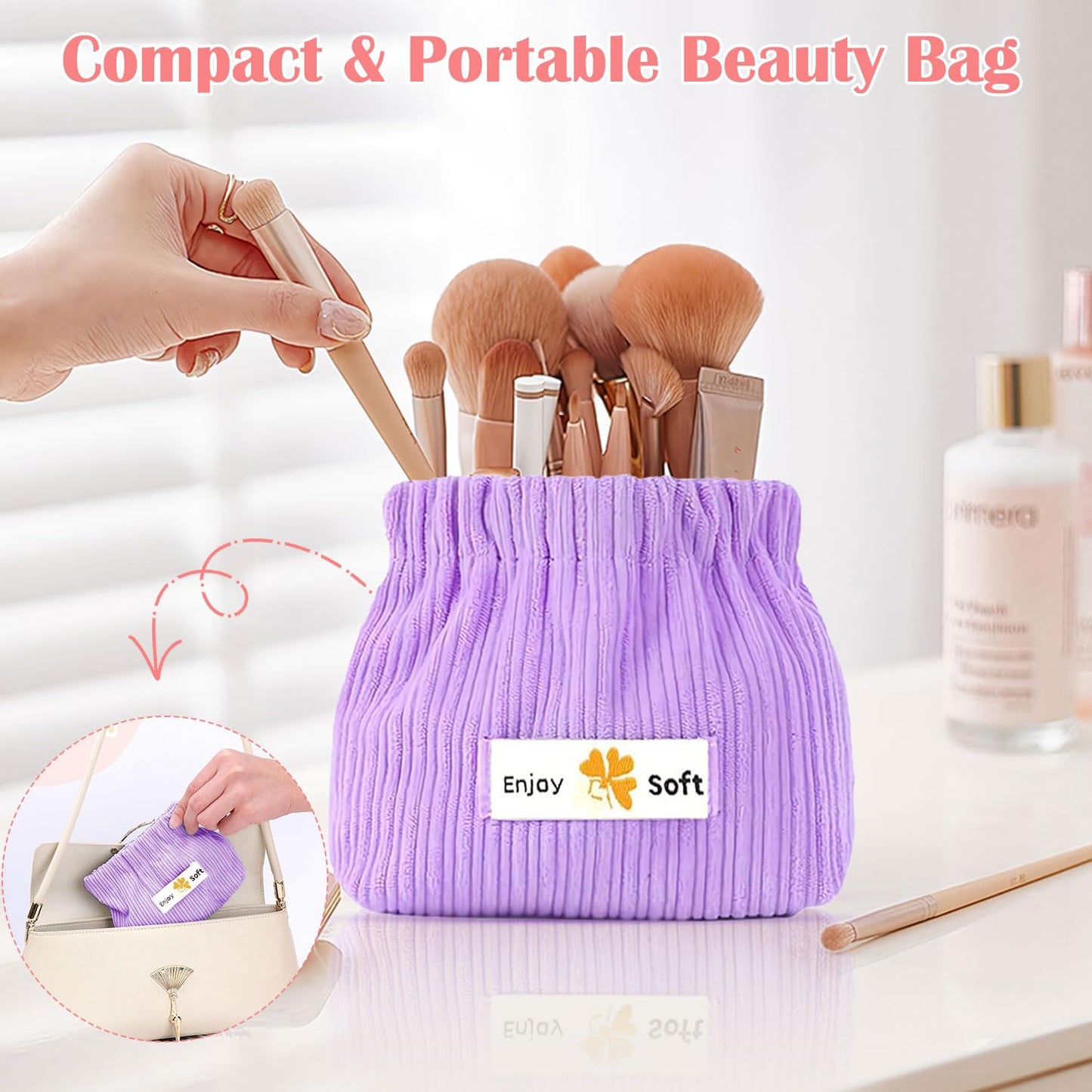 Stylish Corduroy Elastic Mini Organizer Pouch �Compact & Versatile Storage Solution -Pack of 3 .g