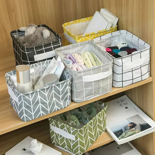 Small Foldable Canvas Storage Basket (Pack of 4)