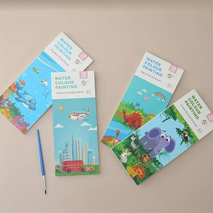 Reusable Watercolor Painting Book with Water Brush