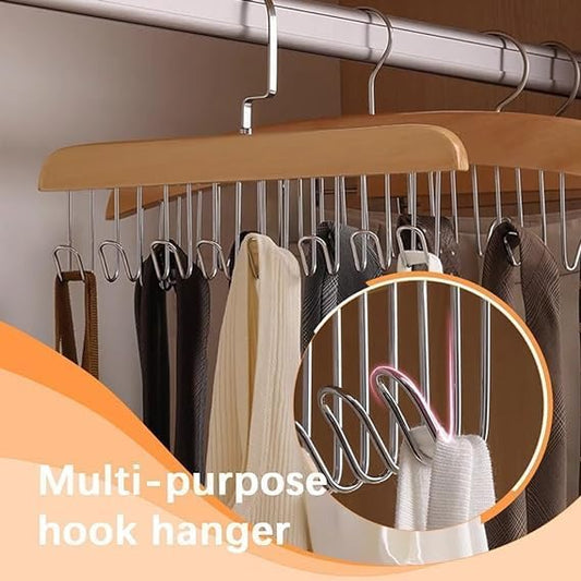 Space Saving 8-Hook Wooden Clothes Hangers (Pack of 2)