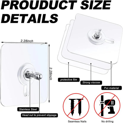 Wall Adhesive Hooks, No-Drilling Waterproof Screw for Hanging