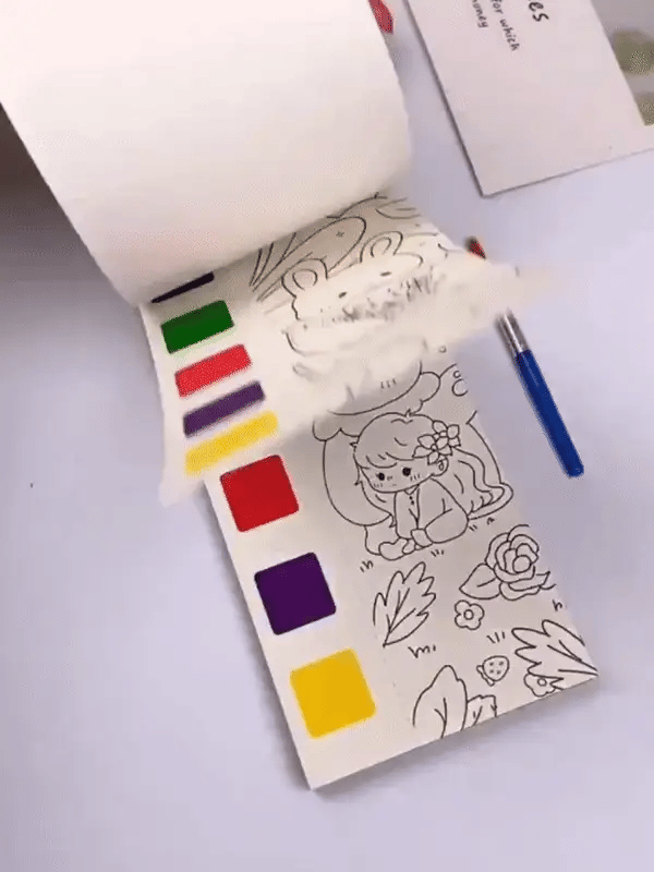 Reusable Watercolor Painting Book with Water Brush