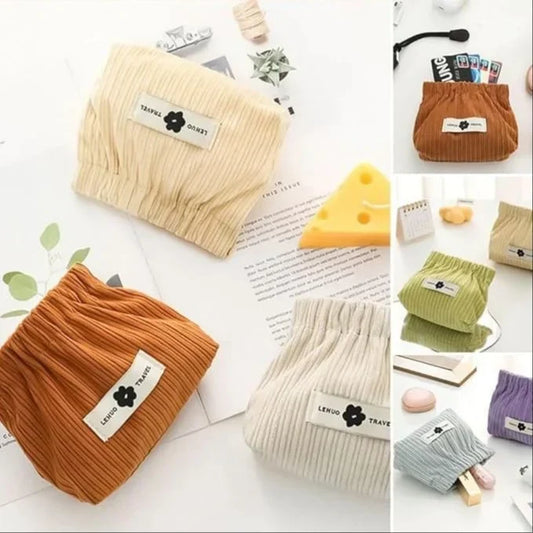 Stylish Corduroy Mini Storage Pouch (Pack of 3)