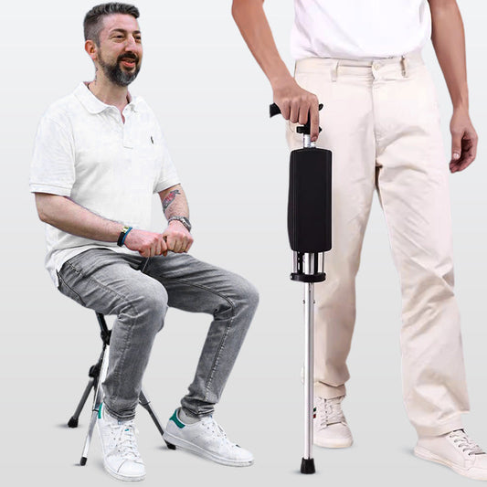 Portable Folding Walking Stick with Seat for Seniors