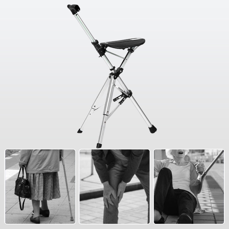 Free ShippingPortable Folding Walking Stick with Seat for Seniors