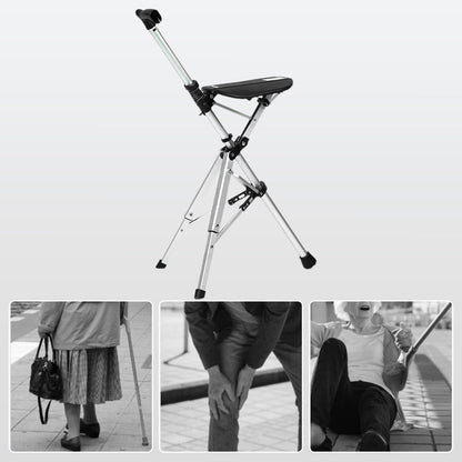 Free ShippingPortable Folding Walking Stick with Seat for Seniors
